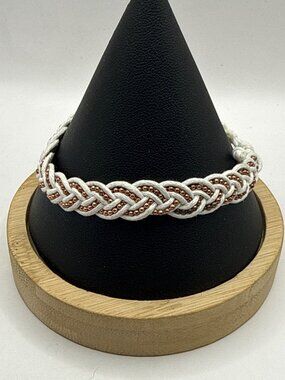 Boho White Copper Braided Rope Bracelet Celtic Style Knot Jewelry